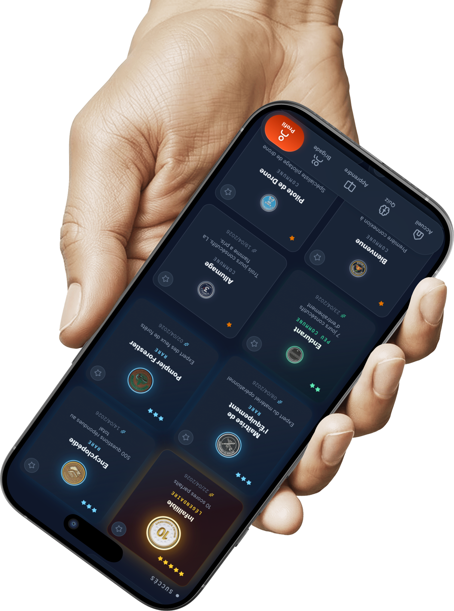 Héphaïstos — Dashboard et quiz en action