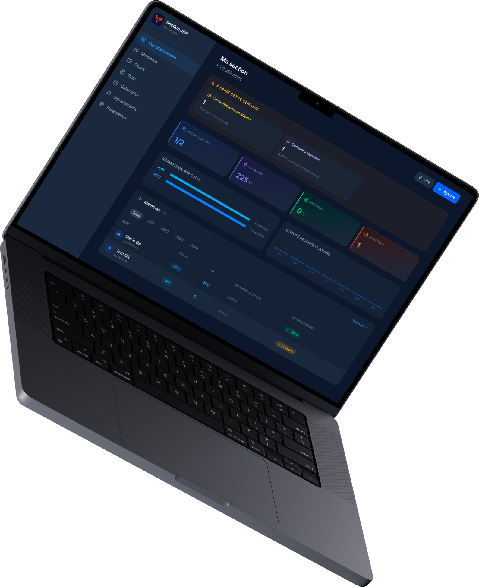 Héphaïstos — Dashboard Section JSP